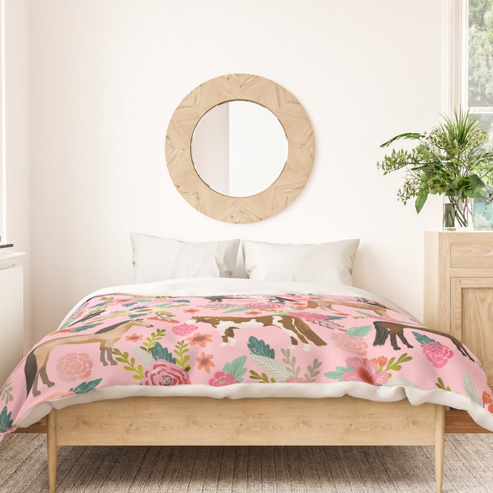 Horses floral horse breeds farm animal pets Duvet Cover Gallery Image 3
