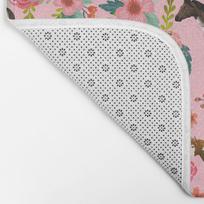 Horses floral horse breeds farm animal pets Bath Mat Gallery Image 2