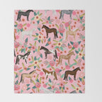 Horses floral horse breeds farm animal pets Throw Blanket Gallery Image 2