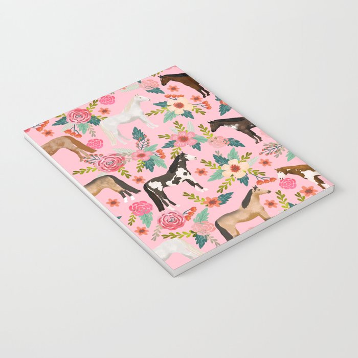 Horses floral horse breeds farm animal pets Notebook Gallery Image 3