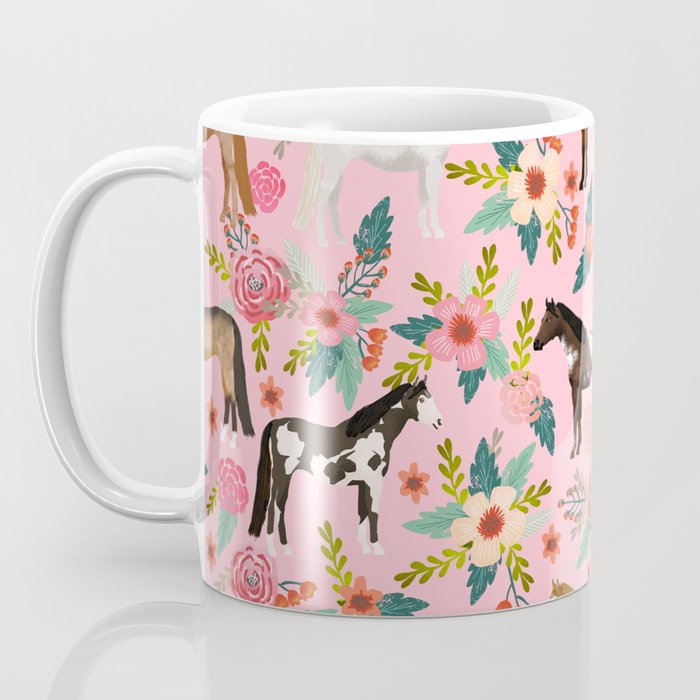 Horses floral horse breeds farm animal pets Coffee Mug Gallery Image 3