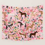 Horses floral horse breeds farm animal pets Wall Tapestry Gallery Image 4