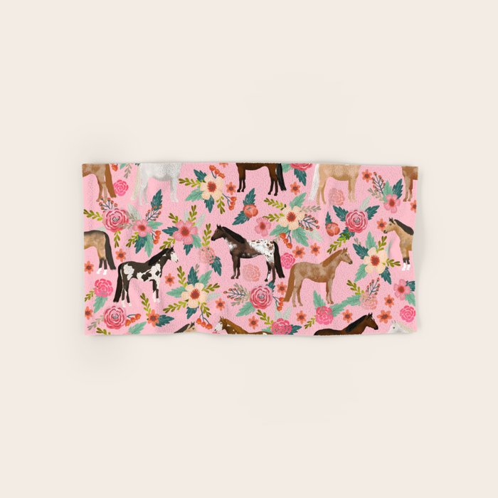 Horses floral horse breeds farm animal pets Bath Towel Gallery Image 1