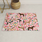 Horses floral horse breeds farm animal pets Rug Gallery Image 1