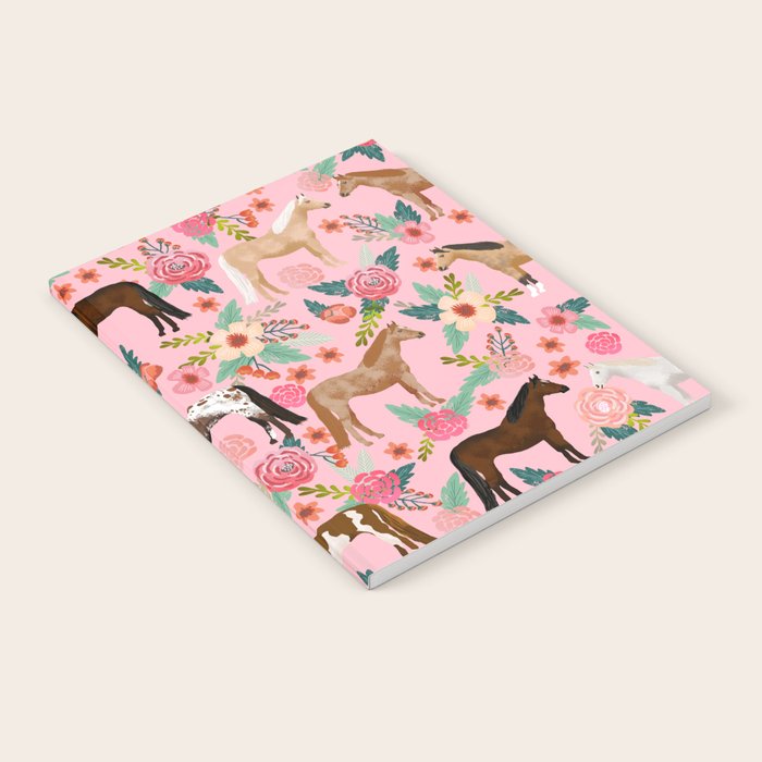 Horses floral horse breeds farm animal pets Notebook Gallery Image 2