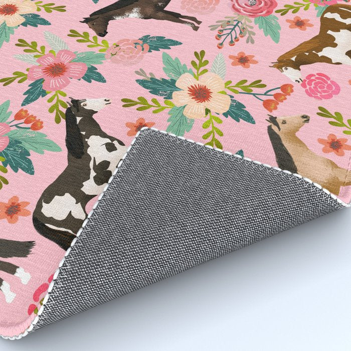 Horses floral horse breeds farm animal pets Rug Gallery Image 4