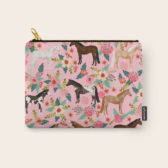 Horses floral horse breeds farm animal pets Carry All Pouch Gallery Image 1