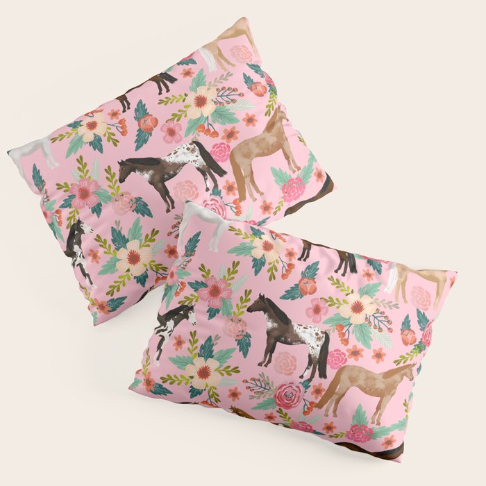 Horses floral horse breeds farm animal pets Pillow Sham Gallery Image 3