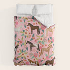 Horses floral horse breeds farm animal pets Duvet Cover Gallery Image 6