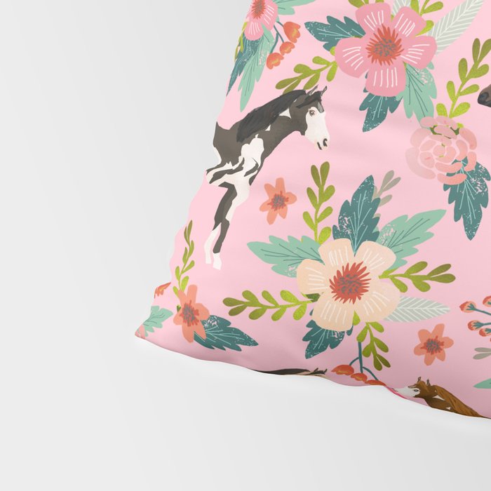 Horses floral horse breeds farm animal pets Pillow Sham Gallery Image 4