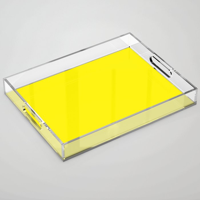 Modern abstract bright yellow neon color Acrylic Tray Gallery Image 1