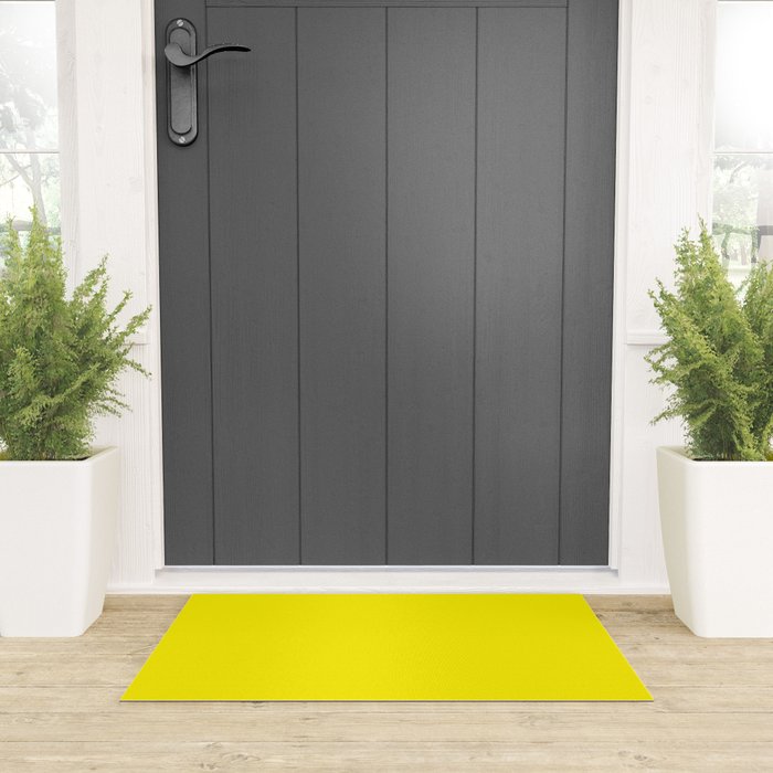Modern abstract bright yellow neon color Welcome Mat Gallery Image 3