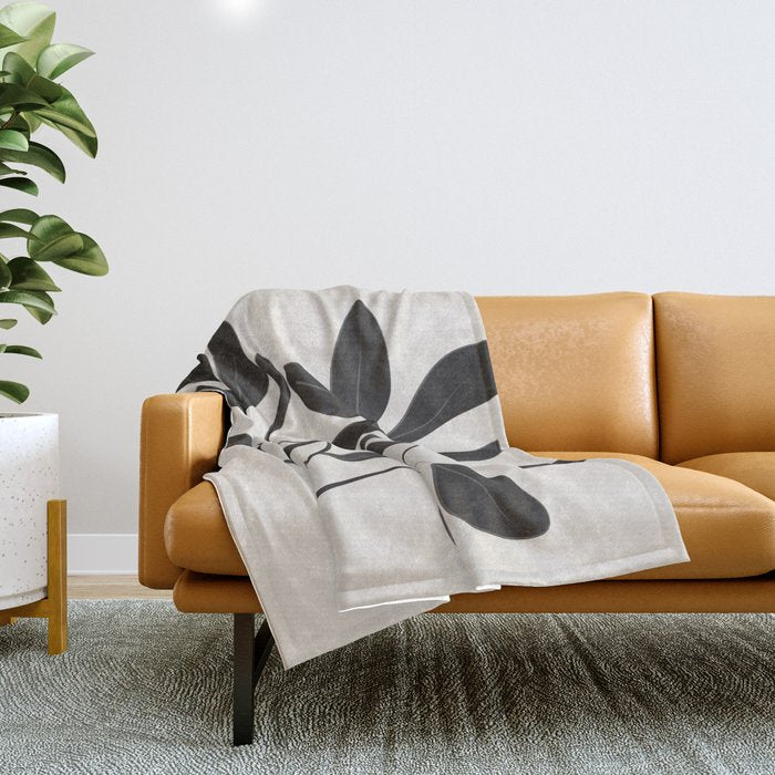Minimalist plants and leaves Art 8 Throw Blanket Gallery Image 1