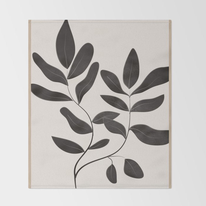 Minimalist plants and leaves Art 8 Throw Blanket Gallery Image 2