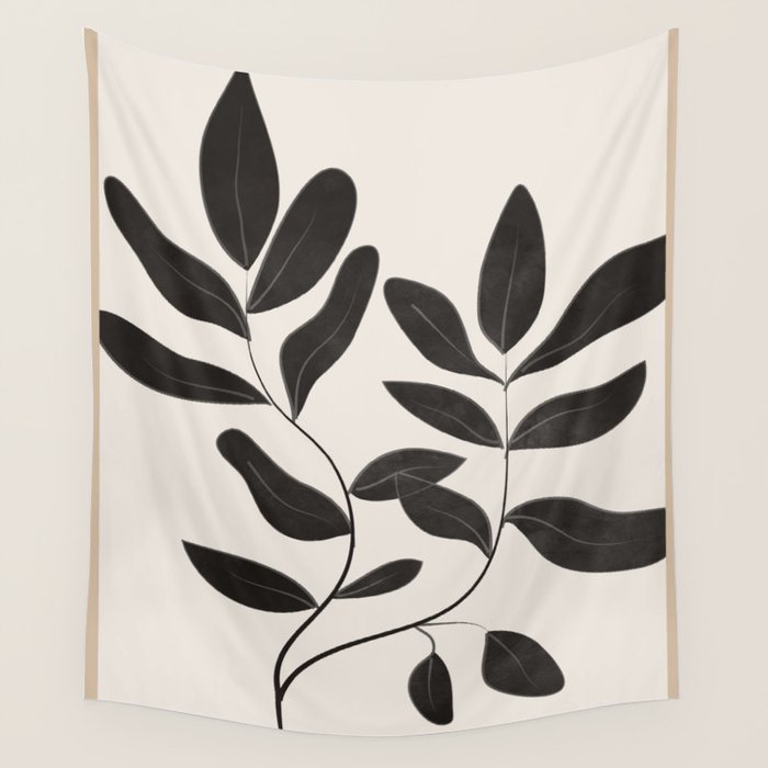Minimalist plants and leaves Art 8 Wall Tapestry Gallery Image 4