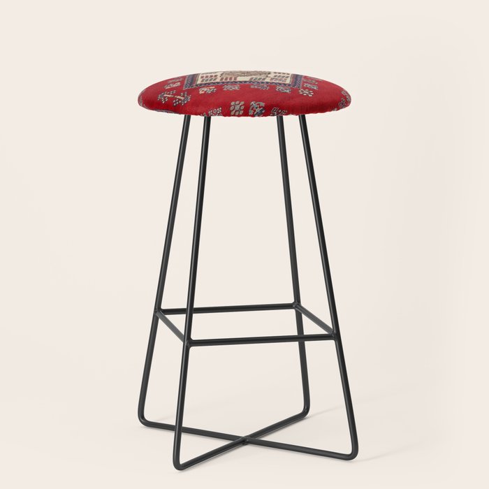 Red Diamond Blue Bluffs Kazak Persian Handmade Rugs  Stool Gallery Image 1