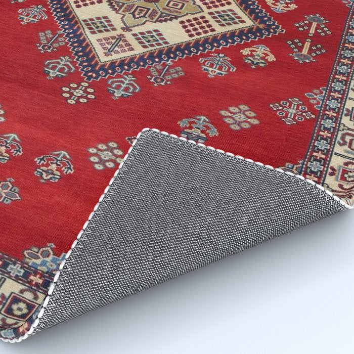 Red Diamond Blue Bluffs Kazak Persian Handmade Rugs  Rug Gallery Image 4