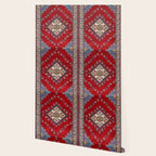 Red Diamond Blue Bluffs Kazak Persian Handmade Rugs  Wallpaper Gallery Image 2