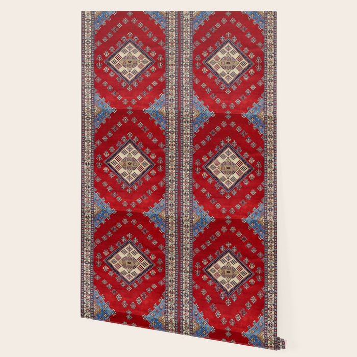 Red Diamond Blue Bluffs Kazak Persian Handmade Rugs  Wallpaper Gallery Image 2