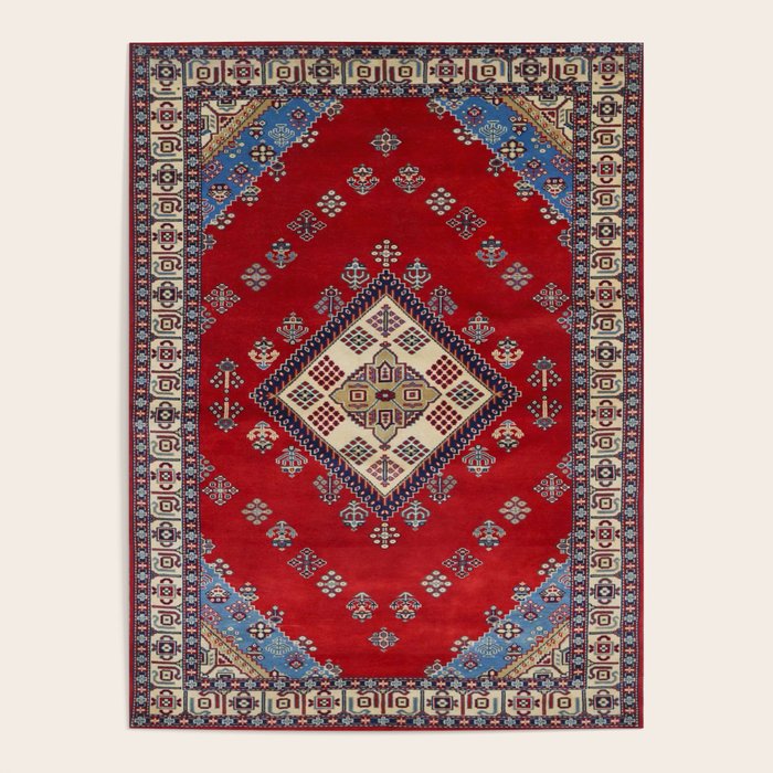 Red Diamond Blue Bluffs Kazak Persian Handmade Rugs  Poster Gallery Image 1