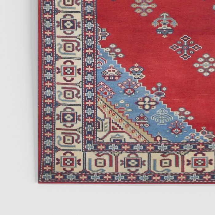 Red Diamond Blue Bluffs Kazak Persian Handmade Rugs  Poster Gallery Image 3