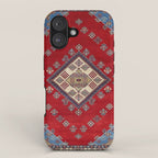 Red Diamond Blue Bluffs Kazak Persian Handmade Rugs  iPhone Case Gallery Image 1