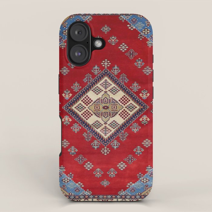 Red Diamond Blue Bluffs Kazak Persian Handmade Rugs  iPhone Case Gallery Image 1