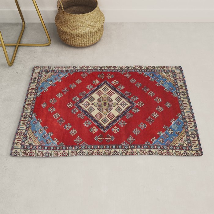 Red Diamond Blue Bluffs Kazak Persian Handmade Rugs  Rug Gallery Image 1