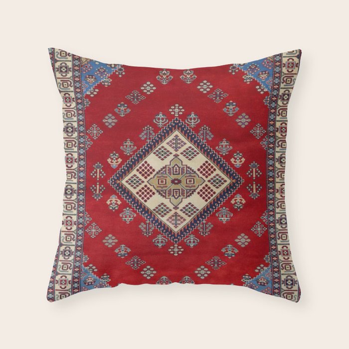 Red Diamond Blue Bluffs Kazak Persian Handmade Rugs  Throw Pillow Gallery Image 6