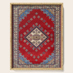 Red Diamond Blue Bluffs Kazak Persian Handmade Rugs  Serving Tray Gallery Image 1