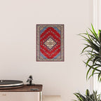 Red Diamond Blue Bluffs Kazak Persian Handmade Rugs  Poster Gallery Image 2