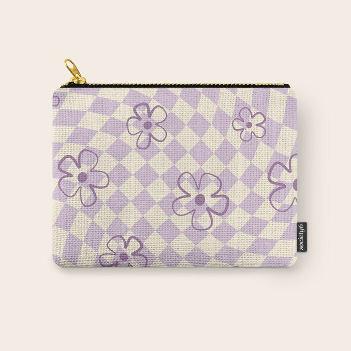 Purple Checker Flower Swirl Warp Carry All Pouch Gallery Image 1