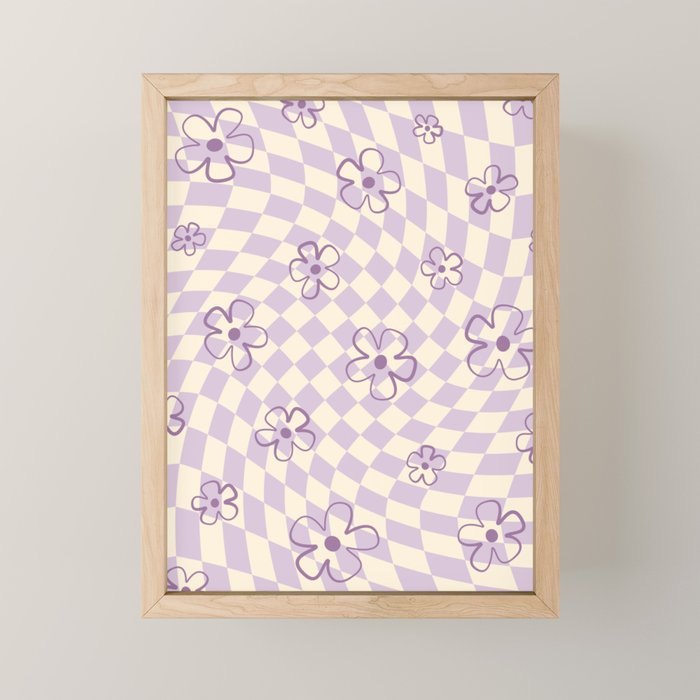 Purple Checker Flower Swirl Warp Mini Art Print Gallery Image 1