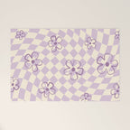 Purple Checker Flower Swirl Warp Welcome Mat Gallery Image 1