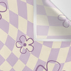 Purple Checker Flower Swirl Warp Wall Tapestry Gallery Image 3
