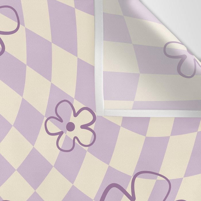 Purple Checker Flower Swirl Warp Wall Tapestry Gallery Image 3