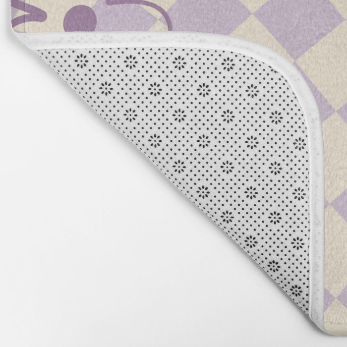 Purple Checker Flower Swirl Warp Bath Mat Gallery Image 2