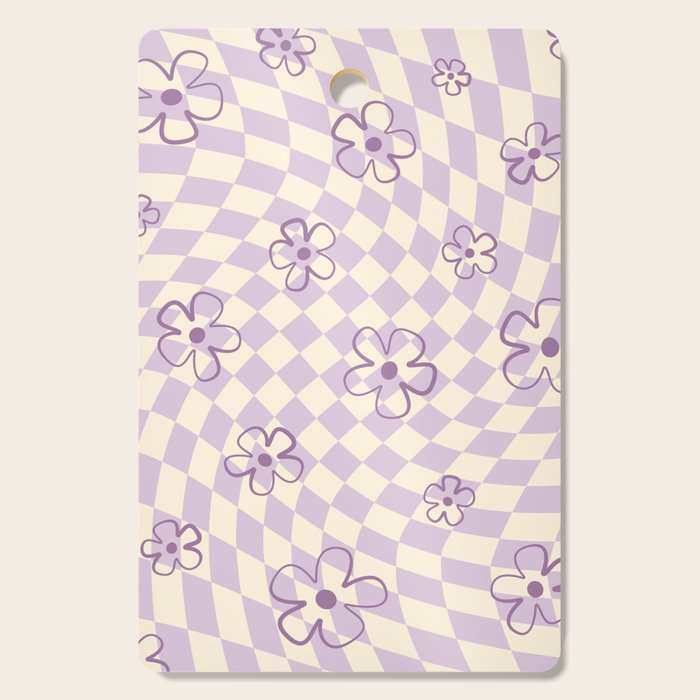 Purple Checker Flower Swirl Warp Cutting Board Gallery Image 1
