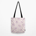 Purple Checker Flower Swirl Warp Tote Bag Gallery Image 2