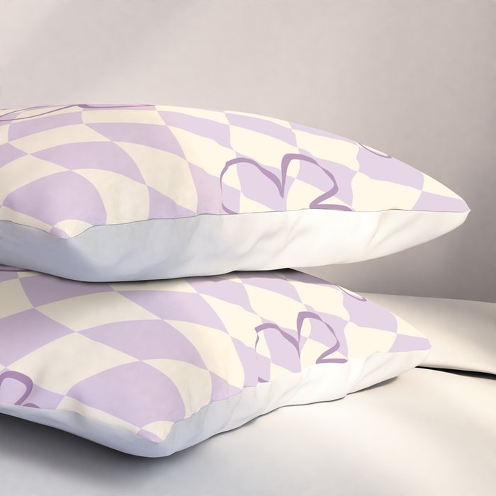Purple Checker Flower Swirl Warp Pillow Sham Gallery Image 3