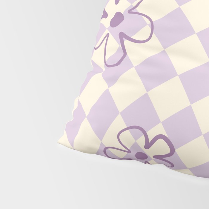 Purple Checker Flower Swirl Warp Pillow Sham Gallery Image 4