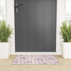 Purple Checker Flower Swirl Warp Welcome Mat Gallery Image 3