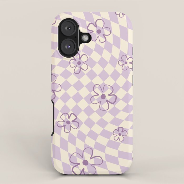 Purple Checker Flower Swirl Warp iPhone Case Gallery Image 1