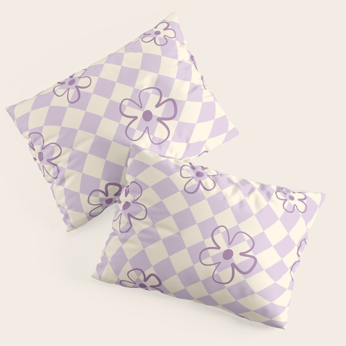 Purple Checker Flower Swirl Warp Pillow Sham Gallery Image 3
