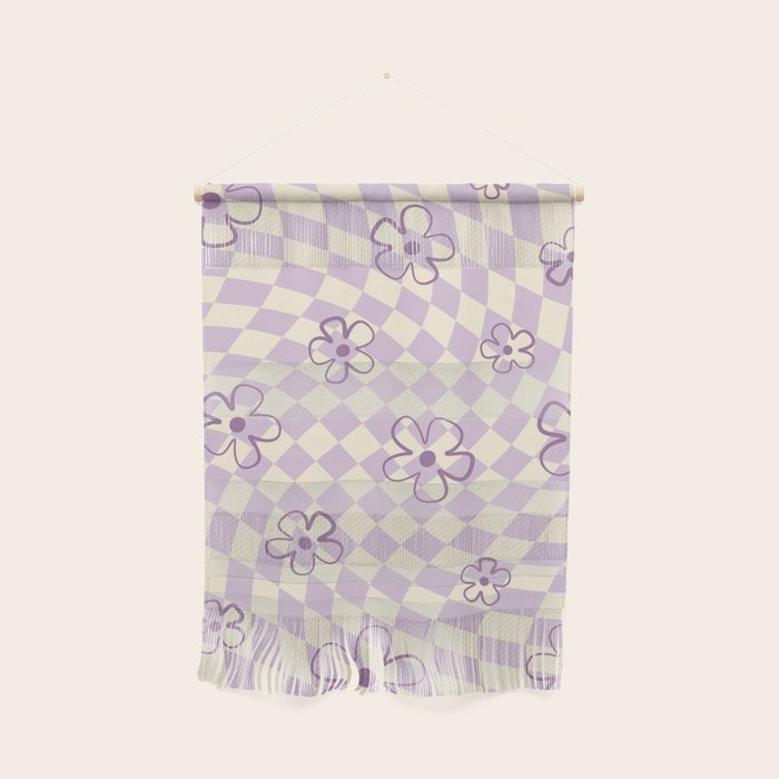 Purple Checker Flower Swirl Warp Wall Hanging Gallery Image 1