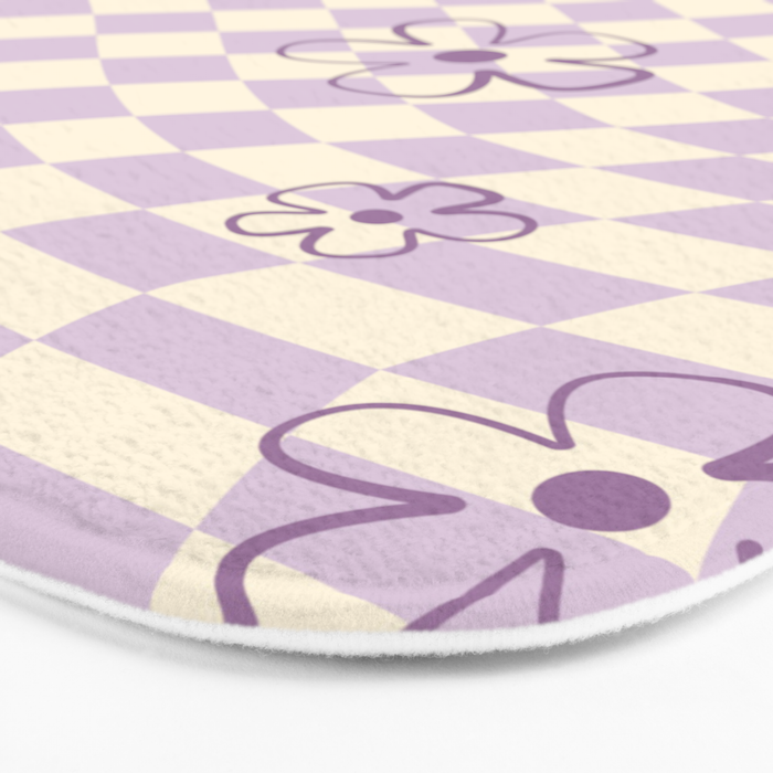 Purple Checker Flower Swirl Warp Bath Mat Gallery Image 3
