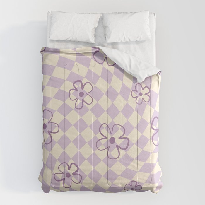 Purple Checker Flower Swirl Warp Comforter Gallery Image 6