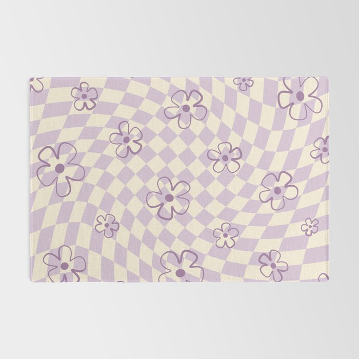 Purple Checker Flower Swirl Warp Rug Gallery Image 2