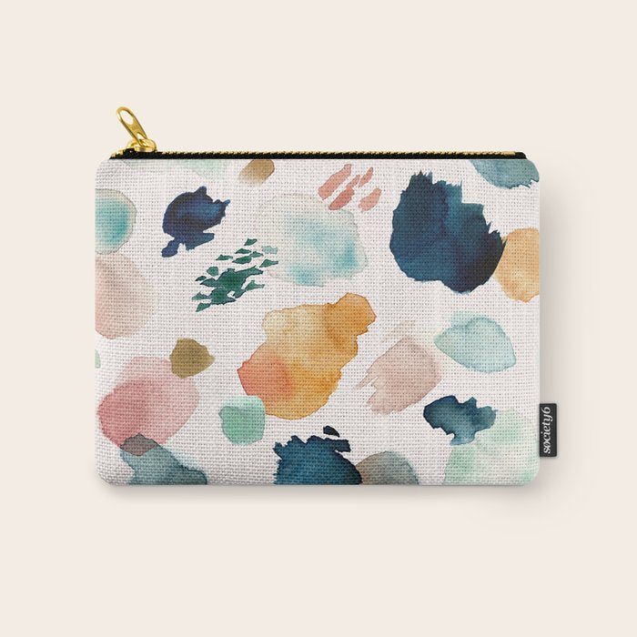 WILD WHIMS Abstract Watercolor Brush Strokes Carry All Pouch Gallery Image 1