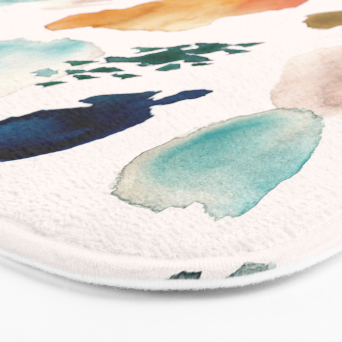 WILD WHIMS Abstract Watercolor Brush Strokes Bath Mat Gallery Image 3